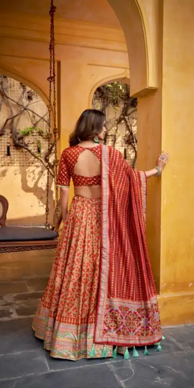 LNB 1201 Orange Tasar Silk Lehenga Choli Perfect for Wedding, Party, Traditional Day, Sangeet, Housewarming – . Introductory Price ₹2499. Delivery 4- | Bollywood Lehenga, Creative Lehenga, Designer Lehenga, Embroidered Lehenga, Lehenga, Party Wear Lehenga