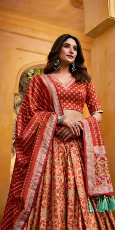 LNB 1201 Orange Tasar Silk Lehenga Choli Perfect for Wedding, Party, Traditional Day, Sangeet, Housewarming – . Introductory Price ₹2499. Delivery 4- | Bollywood Lehenga, Creative Lehenga, Designer Lehenga, Embroidered Lehenga, Lehenga, Party Wear Lehenga