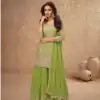 FC 7518 Parrot Green Chinon Salwar Suit Perfect for Wedding, Party, Diwali, Durga Puja, Temple Visit – . Festive Deal ₹3099. Delivery 4-6 Working Days. | Casual Suits, Jump Suits, Tops & Bottoms, Track Suits, Trendy Wear, Creative suits, Designer Suits, Palazzo Suits, Party Wear Suits, Patiala Suits, Salwar suit, Straight Suits