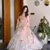 Peach Chinon Silk Embroidery Work Lehenga Choli