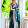 KPR 252 Peacock Blue in Soft Lichi Silk Lace Work & Lace Border Saree. Affordable Price ₹1449. Delivery 4-6 Working Days. Shop now. | Creative Sarees, Bollywood Sarees, Designer Sarees, Embroidered Sarees, Ethnic Saree, Modern Digital sarees, Party Wear Sarees, Sarees