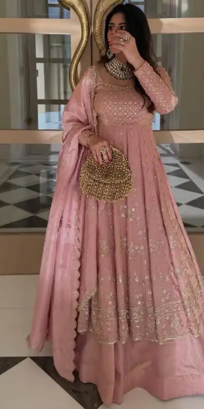 VLM 323 Pink Chinon Silk Lehenga Choli with Lace Work & Embroidery Work. Introductory Price ₹2449. Delivery 4-6 Working Days. Shop now. | Bollywood Lehenga, Creative Lehenga, Designer Lehenga, Embroidered Lehenga, Lehenga, Party Wear Lehenga
