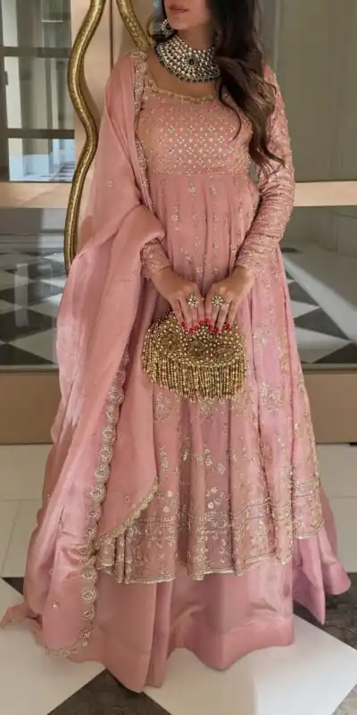 VLM 323 Pink Chinon Silk Lehenga Choli with Lace Work & Embroidery Work. Introductory Price ₹2449. Delivery 4-6 Working Days. Shop now. | Bollywood Lehenga, Creative Lehenga, Designer Lehenga, Embroidered Lehenga, Lehenga, Party Wear Lehenga