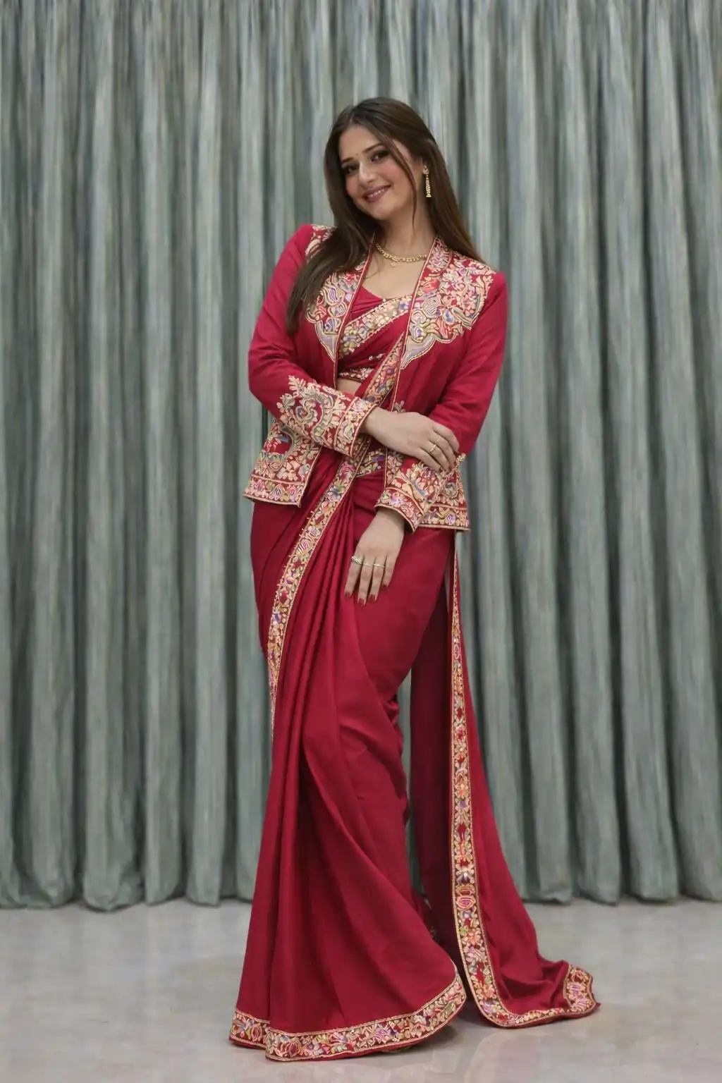 BB 60 Pink Crap Silk Saree with Embroidery Work. Wedding, Party, Festive, Events Festive Deal ₹2099. Delivery 4-6 Working Days. Shop now. | Creative Sarees, Bollywood Sarees, Designer Sarees, Embroidered Sarees, Ethnic Saree, Modern Digital sarees, Party Wear Sarees, Sarees