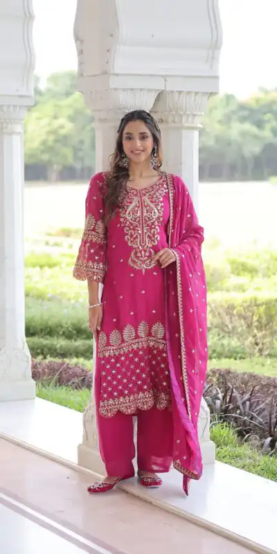 KA 1219 Pink Faux Blooming Salwar SuitPerfect for Wedding, Party, Pongal, Baisakhi, Housewarming – . Now at just ₹2149. Delivery 4-6 Working Days. | Casual Suits, Jump Suits, Creative suits, Designer Suits, Palazzo Suits, Party Wear Suits, Patiala Suits, Salwar suit, Straight Suits