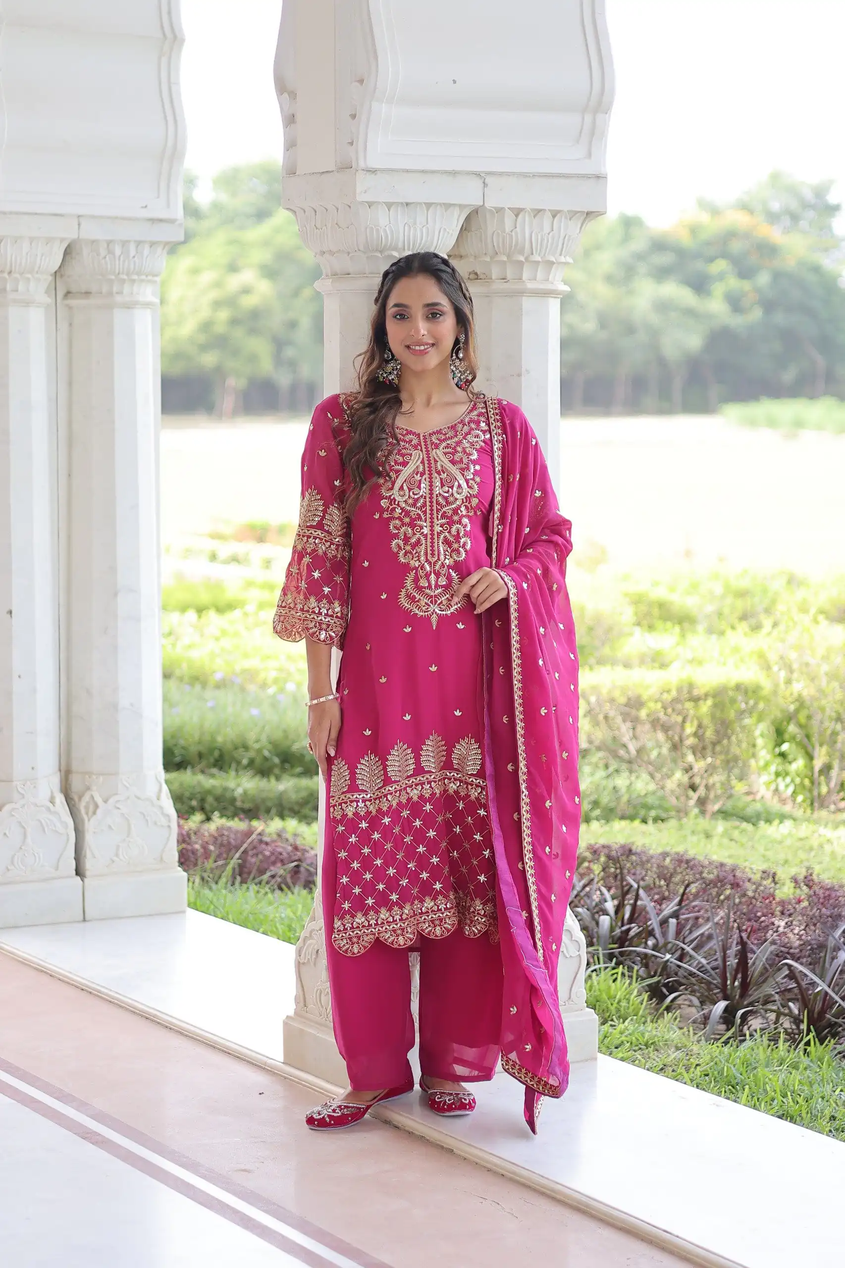 KA 1219 Pink Faux Blooming Salwar SuitPerfect for Wedding, Party, Pongal, Baisakhi, Housewarming – . Now at just ₹2149. Delivery 4-6 Working Days. | Casual Suits, Jump Suits, Creative suits, Designer Suits, Palazzo Suits, Party Wear Suits, Patiala Suits, Salwar suit, Straight Suits