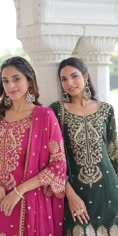 KA 1219 Pink Faux Blooming Salwar SuitPerfect for Wedding, Party, Pongal, Baisakhi, Housewarming – . Now at just ₹2149. Delivery 4-6 Working Days. | Casual Suits, Jump Suits, Creative suits, Designer Suits, Palazzo Suits, Party Wear Suits, Patiala Suits, Salwar suit, Straight Suits