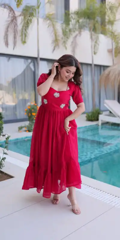 KA 1224 Pink Color Fendi Silk Gown with Embroidery Work & Bead Work. Get it for ₹1769. Delivery 4-6 Working Days. Shop now. | Bollywood Gowns, Creative Gowns, Designer Gowns, Embroidered Gowns, Gowns, Party Wear Gowns