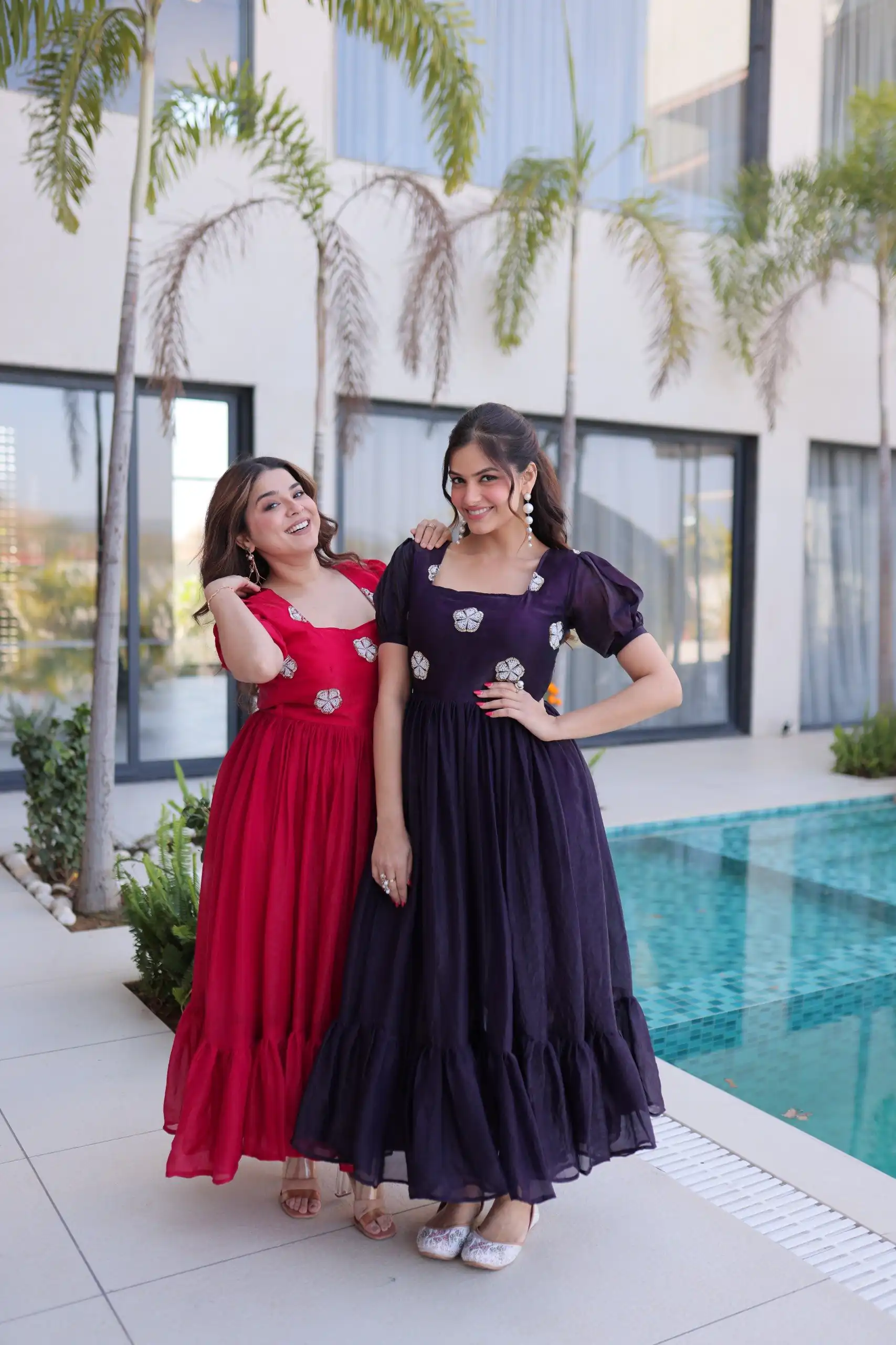 KA 1224 Pink Color Fendi Silk Gown with Embroidery Work & Bead Work. Get it for ₹1769. Delivery 4-6 Working Days. Shop now. | Bollywood Gowns, Creative Gowns, Designer Gowns, Embroidered Gowns, Gowns, Party Wear Gowns