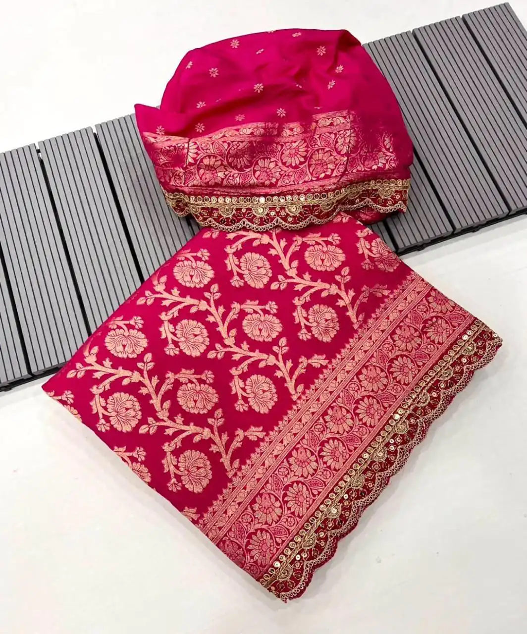 MS 451 Pink Litchi Silk Saree with Embroidery Work & Lace Work. Available at ₹1399 only. Delivery 4-6 Working Days. Shop now. | Creative Sarees, Embroidered Sarees, Bollywood Sarees, Designer Sarees, Ethnic Saree, Modern Digital sarees, Party Wear Sarees, Sarees