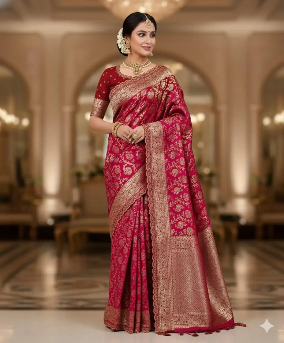 MS 451 Pink Litchi Silk Saree with Embroidery Work & Lace Work. Available at ₹1399 only. Delivery 4-6 Working Days. Shop now. | Creative Sarees, Embroidered Sarees, Bollywood Sarees, Designer Sarees, Ethnic Saree, Modern Digital sarees, Party Wear Sarees, Sarees