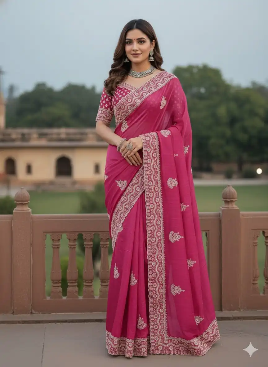 JR 654 Pink Color Soft Gold Crush Saree with Embroidery Work. Affordable Price ₹2049. Delivery 4-6 Working Days. Shop now. | Creative Sarees, Bollywood Sarees, Designer Sarees, Embroidered Sarees, Ethnic Saree, Modern Digital sarees, Party Wear Sarees, Sarees