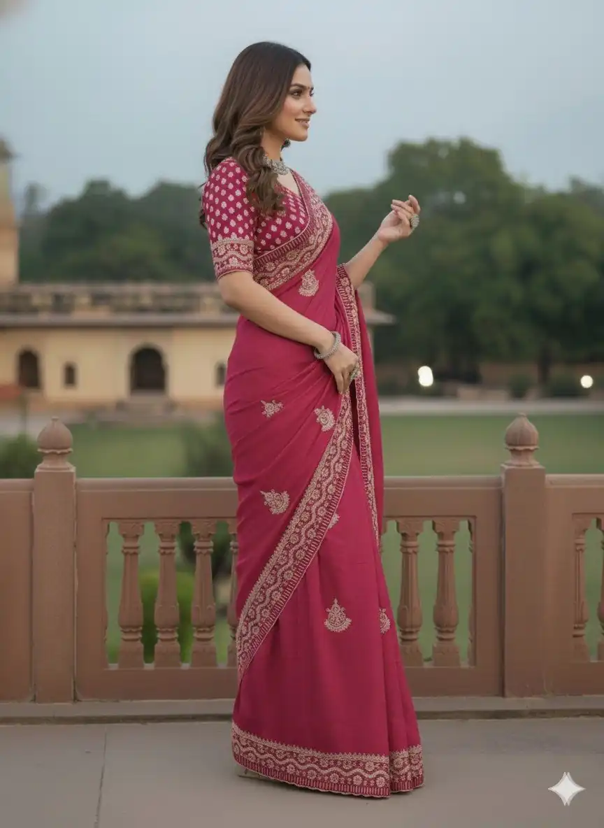 JR 654 Pink Color Soft Gold Crush Saree with Embroidery Work. Affordable Price ₹2049. Delivery 4-6 Working Days. Shop now. | Creative Sarees, Bollywood Sarees, Designer Sarees, Embroidered Sarees, Ethnic Saree, Modern Digital sarees, Party Wear Sarees, Sarees