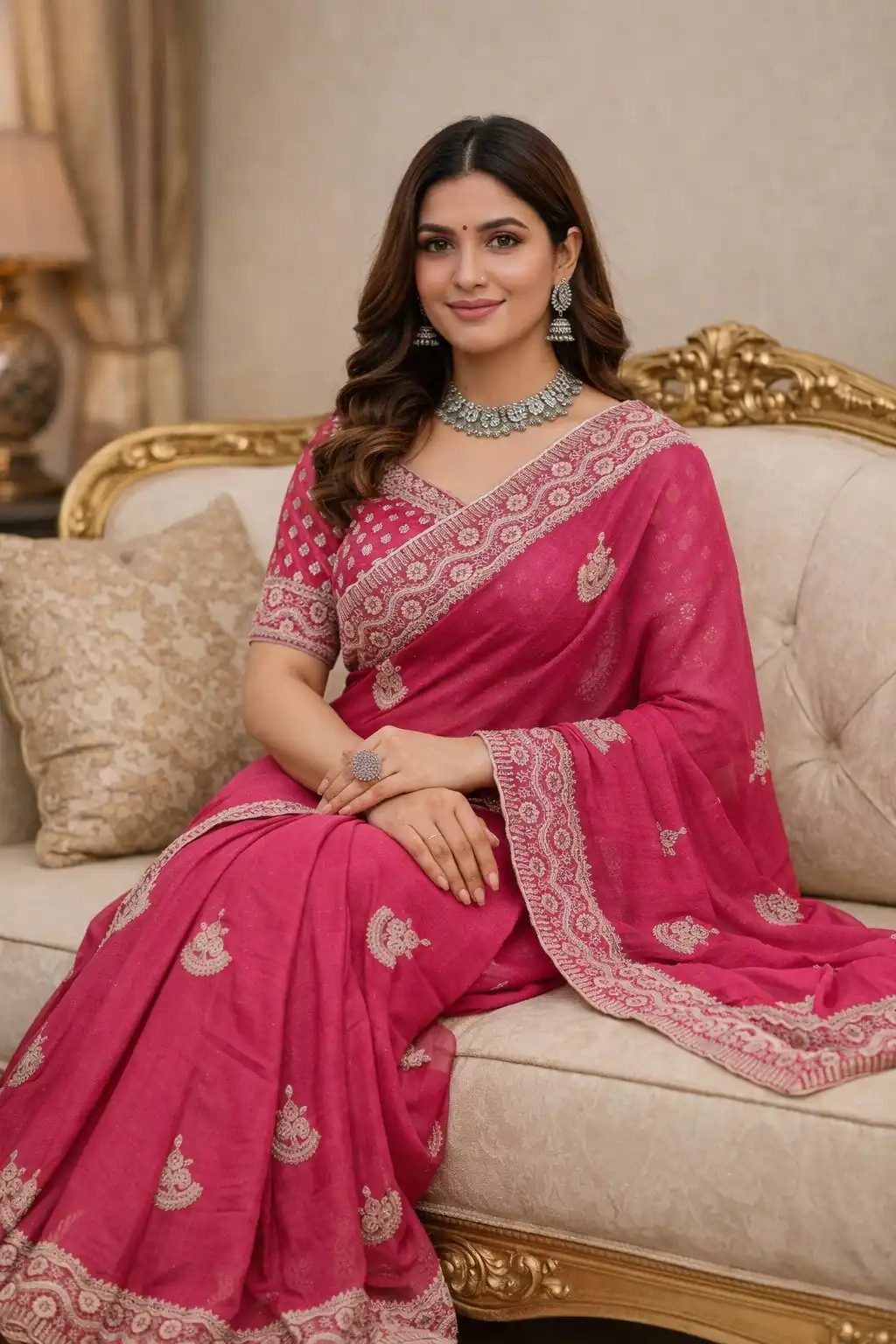 JR 654 Pink Color Soft Gold Crush Saree with Embroidery Work. Affordable Price ₹2049. Delivery 4-6 Working Days. Shop now. | Creative Sarees, Bollywood Sarees, Designer Sarees, Embroidered Sarees, Ethnic Saree, Modern Digital sarees, Party Wear Sarees, Sarees