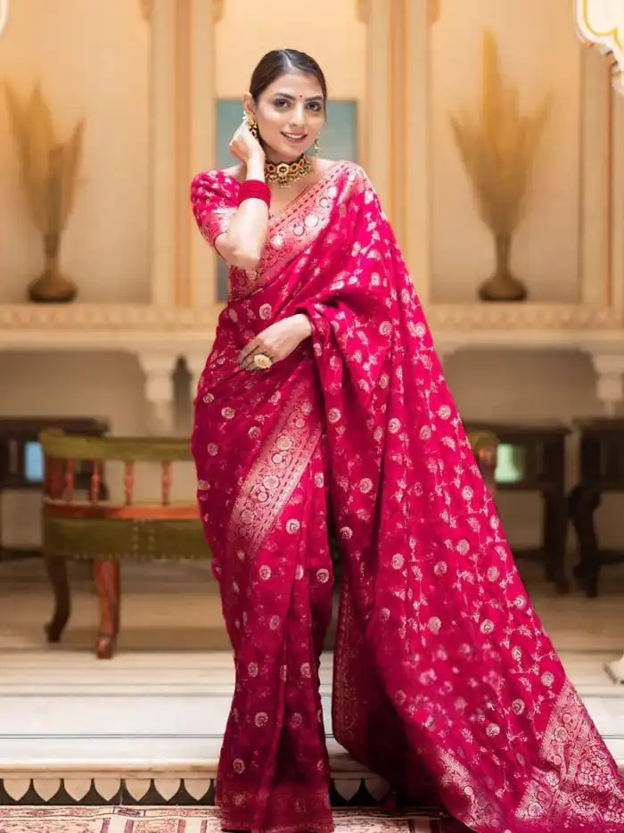 KPR 208 Pink in Color Soft Lichi Silk Designer Work Saree . Available at ₹1399 only. Delivery 4-6 Working Days. Shop now. | Creative Sarees, Bollywood Sarees, Designer Sarees, Embroidered Sarees, Ethnic Saree, Modern Digital sarees, Party Wear Sarees, Sarees