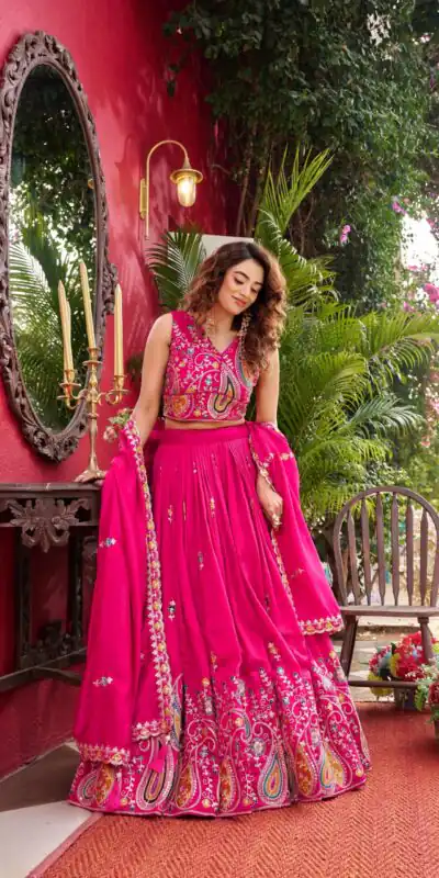 Ram 158 Pink Color Vichitra Lehenga Choli with Embroidery Work. Wedding, Party, Festive, Grab it for ₹3049. Delivery 4-6 Working Days. Shop now. | Bollywood Lehenga, Creative Lehenga, Designer Lehenga, Embroidered Lehenga, Lehenga, Party Wear Lehenga