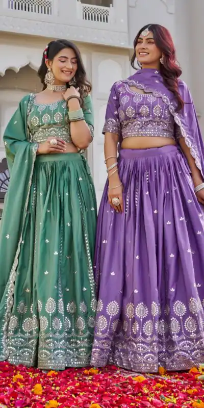 Ram 154 Pista Color Crap Silk Lehenga Choli with Embroidery Work. Now at just ₹2549. Delivery 4-6 Working Days. Shop now. | Bollywood Lehenga, Creative Lehenga, Designer Lehenga, Embroidered Lehenga, Lehenga, Party Wear Lehenga
