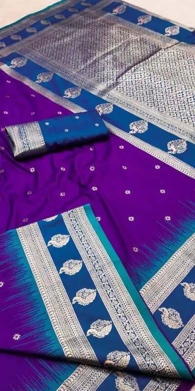 MB 188 Purple in Banarasi Silk Zari Work & Lace Work Saree .Wedding, Party, Festive, Events, Now at just ₹2049. Delivery 4-6 Working Days. Shop now. | Creative Sarees, Bollywood Sarees, Designer Sarees, Embroidered Sarees, Ethnic Saree, Modern Digital sarees, Party Wear Sarees, Sarees