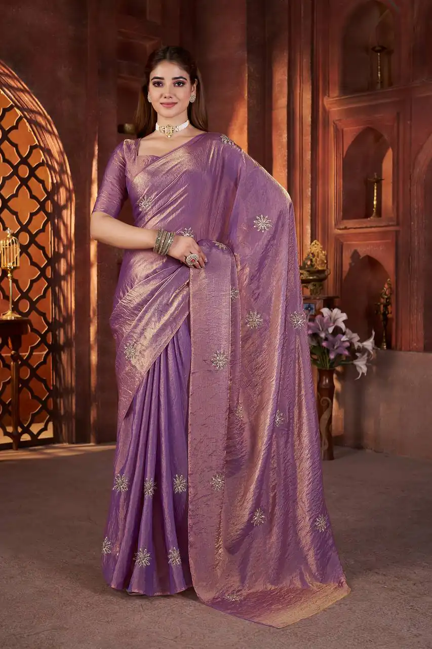 BT 3142 Purple Fandy Satin Silk Saree Perfect for Wedding, Party, Karwa Chauth, Reception, Pooja – . Festive Deal ₹1999. Delivery 4-6 Working Days. | Creative Sarees, Bollywood Sarees, Designer Sarees, Embroidered Sarees, Ethnic Saree, Modern Digital sarees, Party Wear Sarees, Sarees
