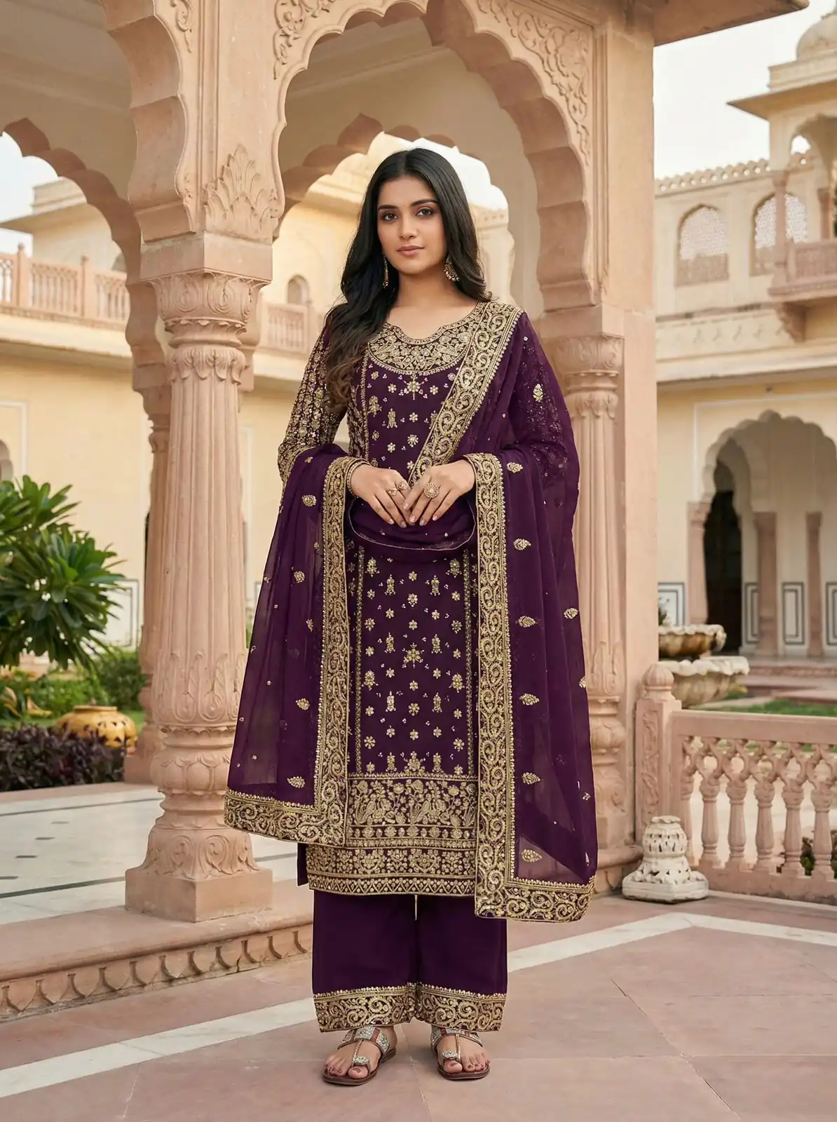 NSR 879 Purple Faux Georgette Salwar Suit with Embroidery Work. Available at ₹2399 only. Delivery 4-6 Working Days. Shop now. | Casual Suits, Jump Suits, Tops & Bottoms, Track Suits, Trendy Wear, Creative suits, Designer Suits, Palazzo Suits, Party Wear Suits, Patiala Suits, Salwar suit, Straight Suits