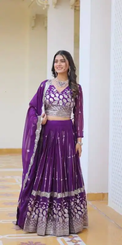 Ram 068 Purple Fox Georgette Lehenga Choli Perfect for Wedding, Party, Ethnic Day, Pongal, Durga Puja – . Affordable Price ₹2649. Delivery 4-6 Working Days. | Bollywood Lehenga, Creative Lehenga, Designer Lehenga, Embroidered Lehenga, Lehenga, Party Wear Lehenga