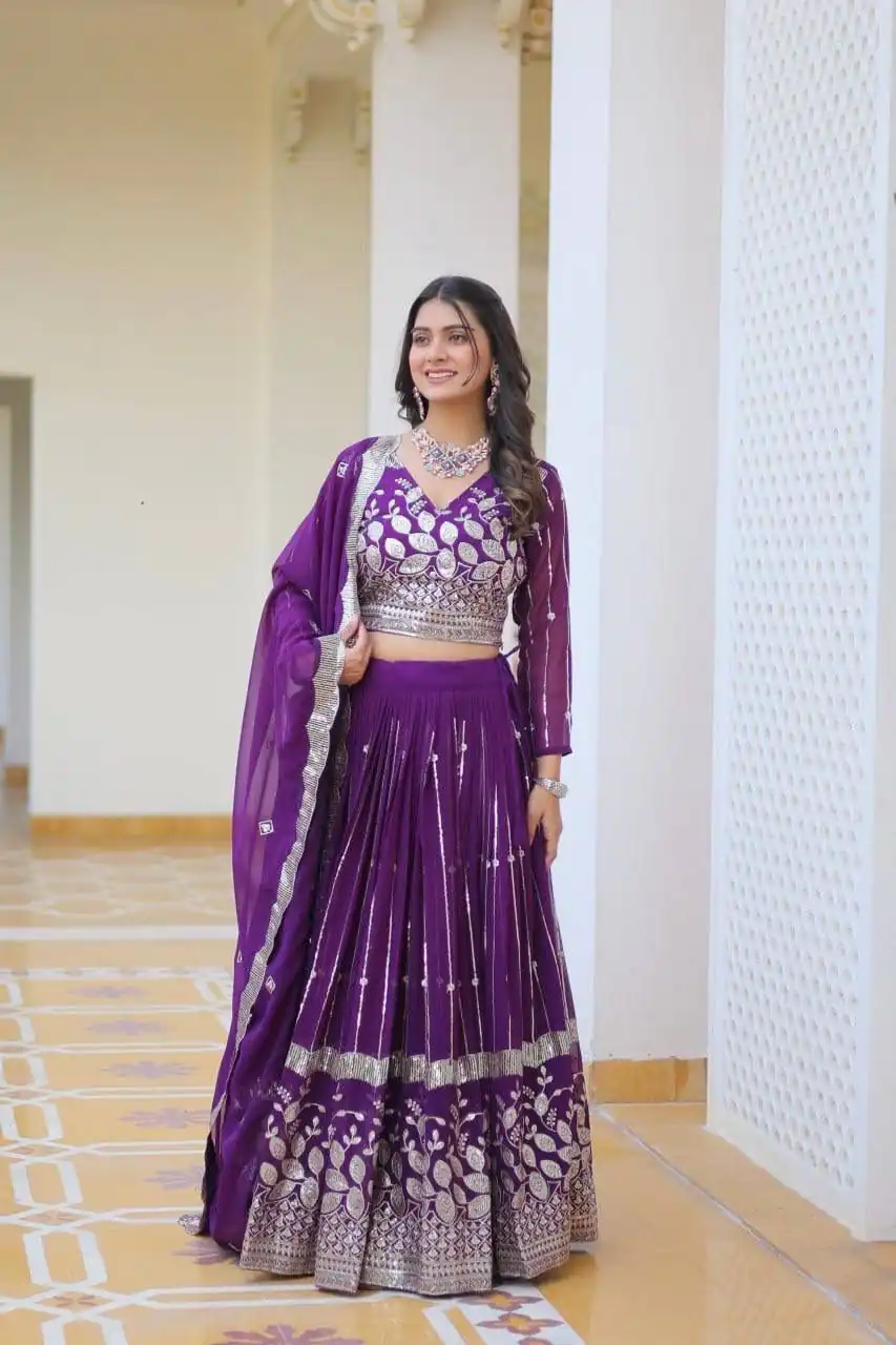 Ram 068 Purple Fox Georgette Lehenga Choli Perfect for Wedding, Party, Ethnic Day, Pongal, Durga Puja – . Affordable Price ₹2649. Delivery 4-6 Working Days. | Bollywood Lehenga, Creative Lehenga, Designer Lehenga, Embroidered Lehenga, Lehenga, Party Wear Lehenga