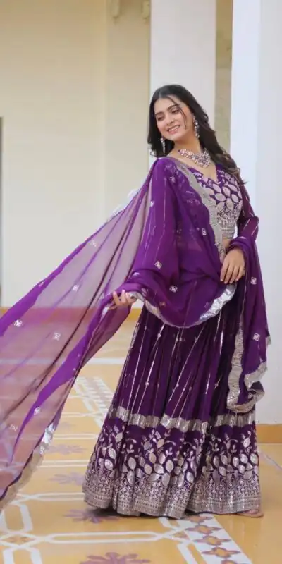Ram 068 Purple Fox Georgette Lehenga Choli Perfect for Wedding, Party, Ethnic Day, Pongal, Durga Puja – . Affordable Price ₹2649. Delivery 4-6 Working Days. | Bollywood Lehenga, Creative Lehenga, Designer Lehenga, Embroidered Lehenga, Lehenga, Party Wear Lehenga