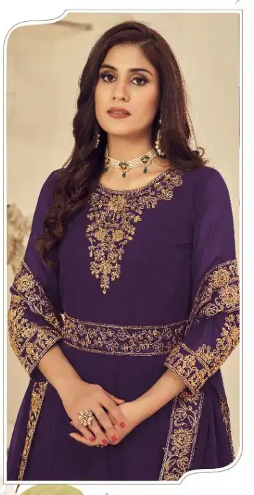 DS 1121 Purple Georgette Salwar Suit with Stone Work. Get it for ₹1999. Wedding, Party, Festive, Events, Delivery 4-6 Working Days. Shop now. | Casual Suits, Jump Suits, Tops & Bottoms, Track Suits, Trendy Wear, Creative suits, Designer Suits, Palazzo Suits, Party Wear Suits, Patiala Suits, Salwar suit, Straight Suits