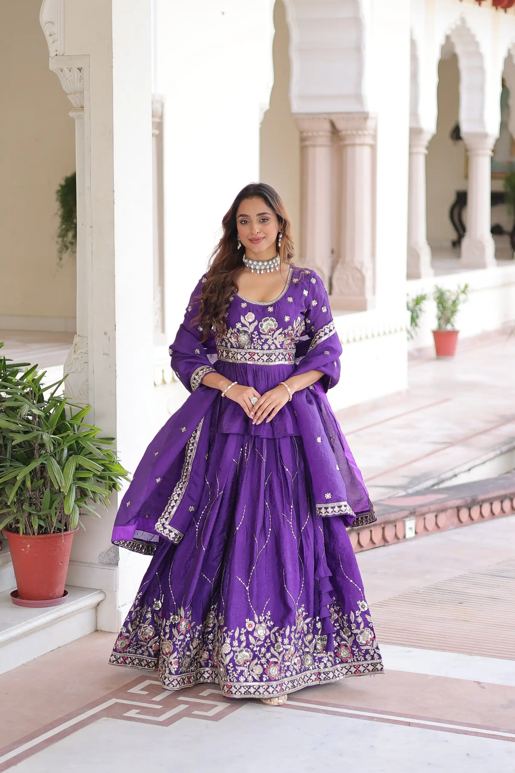KA 5059 Purple in Gold Crush. Embroidery Work & Zari Work Lehenga Choli Available at ₹2999 only. Delivery 4-6 Working Days. Shop now. | Bollywood Lehenga, Creative Lehenga, Designer Lehenga, Embroidered Lehenga, Lehenga, Party Wear Lehenga