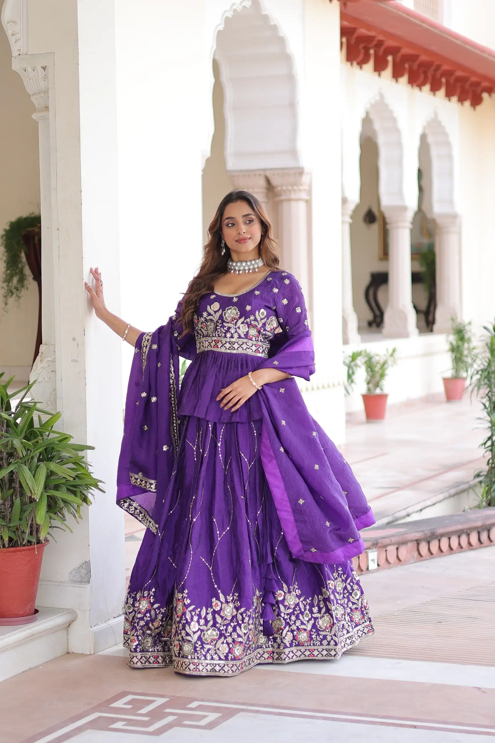 KA 5059 Purple in Gold Crush. Embroidery Work & Zari Work Lehenga Choli Available at ₹2999 only. Delivery 4-6 Working Days. Shop now. | Bollywood Lehenga, Creative Lehenga, Designer Lehenga, Embroidered Lehenga, Lehenga, Party Wear Lehenga