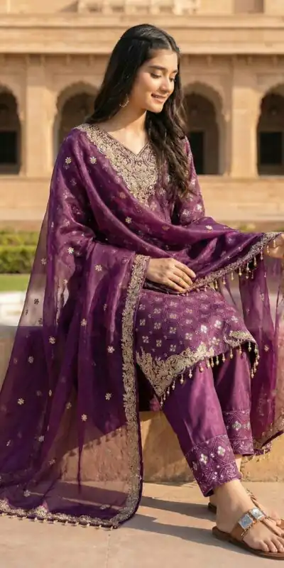 ZSR 3158 Purple in Organza Silk Lace Work & Embroidery Work Salwar Suit . Get it for ₹2399. Delivery 4-6 Working Days. Shop now. | Casual Suits, Jump Suits, Creative suits, Designer Suits, Palazzo Suits, Party Wear Suits, Patiala Suits, Salwar suit, Straight Suits