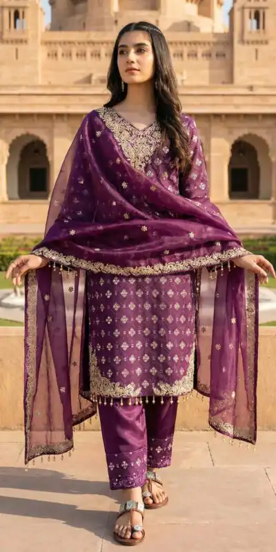 ZSR 3158 Purple in Organza Silk Lace Work & Embroidery Work Salwar Suit . Get it for ₹2399. Delivery 4-6 Working Days. Shop now. | Casual Suits, Jump Suits, Creative suits, Designer Suits, Palazzo Suits, Party Wear Suits, Patiala Suits, Salwar suit, Straight Suits