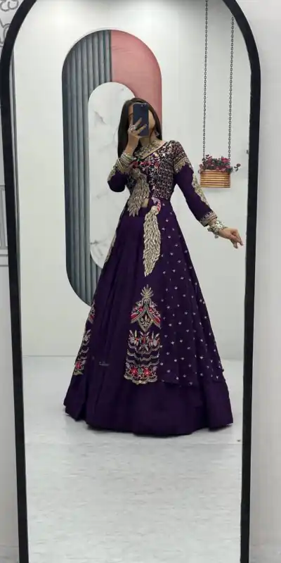 PC 528 Purple Color Vichitra Sequence Work Lehenga Choli Designer Work. Grab it for ₹2649. Delivery 4-6 Working Days. Shop now. | Bollywood Lehenga, Creative Lehenga, Designer Lehenga, Embroidered Lehenga, Lehenga, Party Wear Lehenga