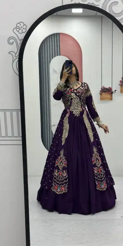 PC 528 Purple Color Vichitra Sequence Work Lehenga Choli Designer Work. Grab it for ₹2649. Delivery 4-6 Working Days. Shop now. | Bollywood Lehenga, Creative Lehenga, Designer Lehenga, Embroidered Lehenga, Lehenga, Party Wear Lehenga