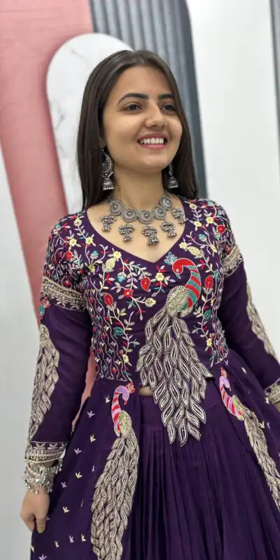 PC 528 Purple Color Vichitra Sequence Work Lehenga Choli Designer Work. Grab it for ₹2649. Delivery 4-6 Working Days. Shop now. | Bollywood Lehenga, Creative Lehenga, Designer Lehenga, Embroidered Lehenga, Lehenga, Party Wear Lehenga