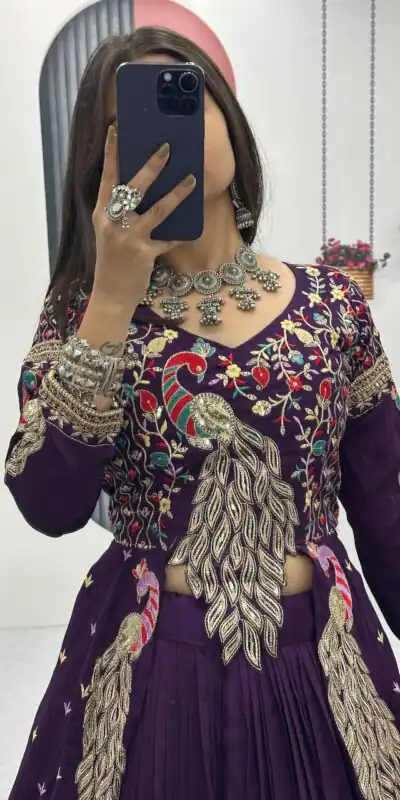 PC 528 Purple Color Vichitra Sequence Work Lehenga Choli Designer Work. Grab it for ₹2649. Delivery 4-6 Working Days. Shop now. | Bollywood Lehenga, Creative Lehenga, Designer Lehenga, Embroidered Lehenga, Lehenga, Party Wear Lehenga