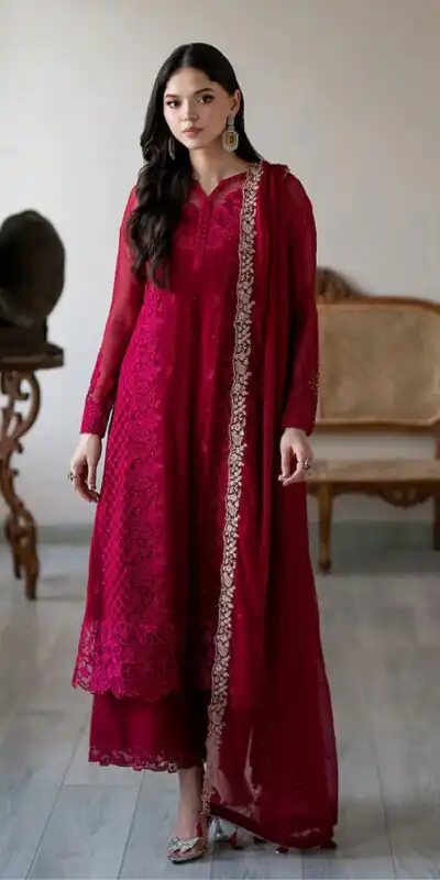 NSR 866 Rani Pink Faux Georgette Salwar Suit Perfect for Wedding, Party, Cultural Events, Housewarming, Ganesh Chaturthi – . Now at just ₹2149. De | Casual Suits, Jump Suits, Creative suits, Designer Suits, Palazzo Suits, Party Wear Suits, Patiala Suits, Salwar suit, Straight Suits