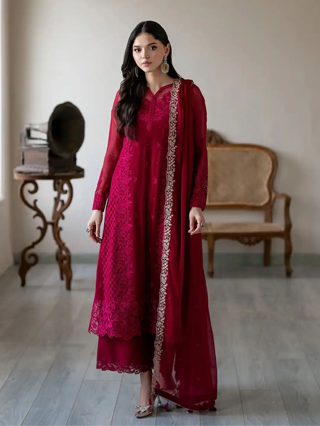 NSR 866 Rani Pink Faux Georgette Salwar Suit Perfect for Wedding, Party, Cultural Events, Housewarming, Ganesh Chaturthi – . Now at just ₹2149. De | Casual Suits, Jump Suits, Creative suits, Designer Suits, Palazzo Suits, Party Wear Suits, Patiala Suits, Salwar suit, Straight Suits