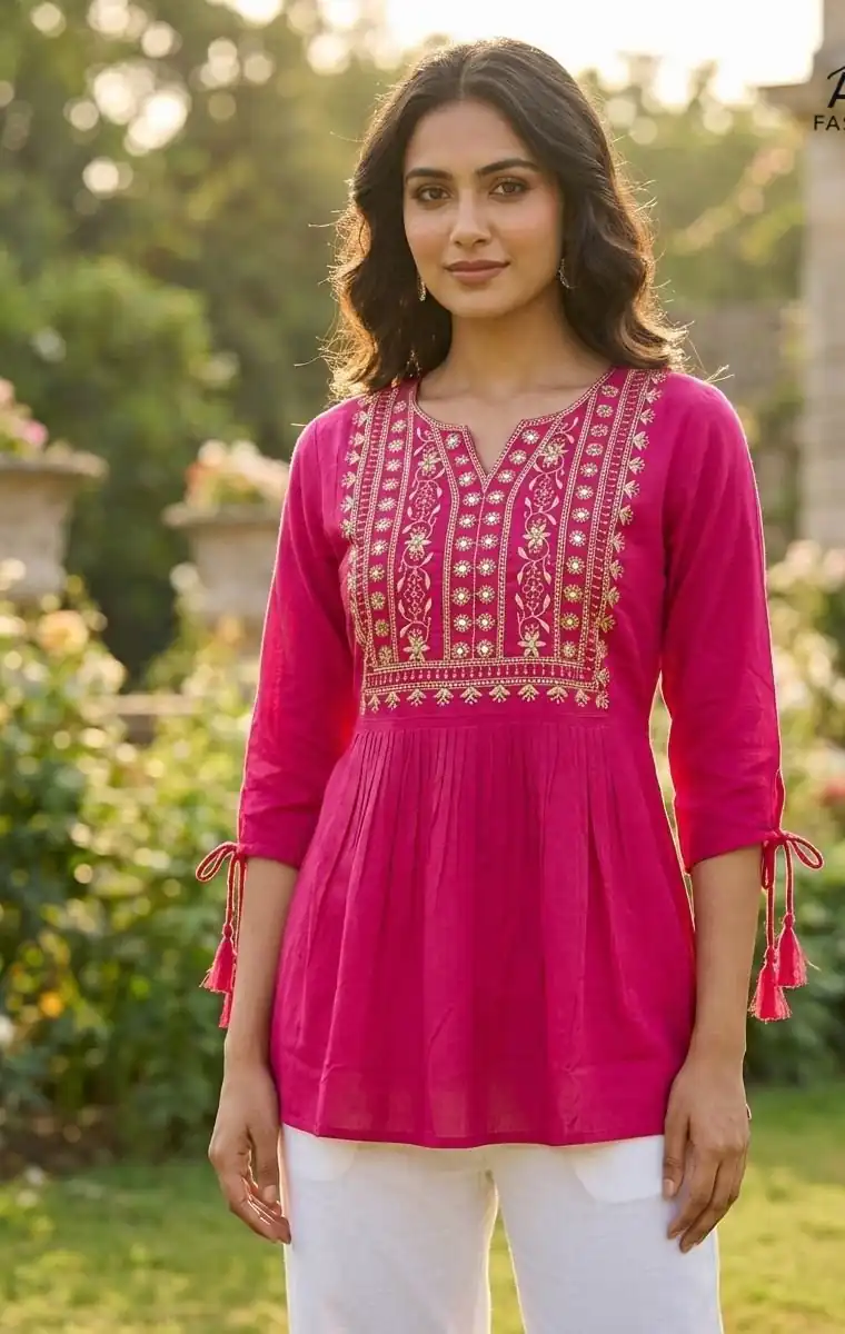 INLI Charmi vol 5 Rani Pink Rayon Thread Work Kurti . Wedding, Party, Festive, Events Affordable Price ₹1349. Delivery 4-6 Working Days. Shop now. | Bollywood Kurti, Creative Kurtis, Designer Kurti, Kurti, Party Wear Kurti, Selfie Kurti