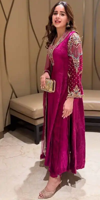 MF 444 Rani Pink Velvet Salwar Suit with Embroidery Work & Zari Work. Available at ₹1999 only. Delivery 4-6 Working Days. Shop now. | Casual Suits, Jump Suits, Tops & Bottoms, Track Suits, Trendy Wear, Creative suits, Designer Suits, Palazzo Suits, Party Wear Suits, Patiala Suits, Salwar suit, Straight Suits