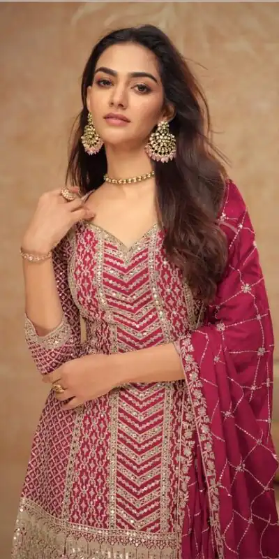 FC 7518 Red Chinon Salwar Suit Perfect for Wedding, Party, Diwali, Durga Puja, Temple Visit – . Festive Deal ₹3099. Delivery 4-6 Working Days. | Casual Suits, Jump Suits, Tops & Bottoms, Track Suits, Trendy Wear, Creative suits, Designer Suits, Palazzo Suits, Party Wear Suits, Patiala Suits, Salwar suit, Straight Suits