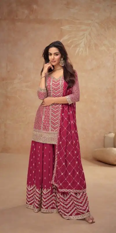 FC 7518 Red Chinon Salwar Suit Perfect for Wedding, Party, Diwali, Durga Puja, Temple Visit – . Festive Deal ₹3099. Delivery 4-6 Working Days. | Casual Suits, Jump Suits, Tops & Bottoms, Track Suits, Trendy Wear, Creative suits, Designer Suits, Palazzo Suits, Party Wear Suits, Patiala Suits, Salwar suit, Straight Suits