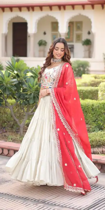 KA 5061 Red in Cosmos silk Embroidery Work & Zari Work Lehenga Choli . Get it for ₹2649. Delivery 4-6 Working Days. Shop now. | Bollywood Lehenga, Creative Lehenga, Designer Lehenga, Embroidered Lehenga, Lehenga, Party Wear Lehenga