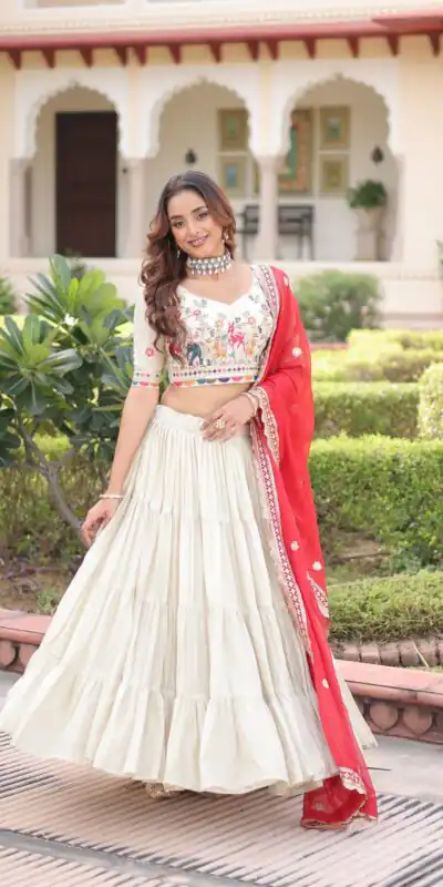 KA 5061 Red in Cosmos silk Embroidery Work & Zari Work Lehenga Choli . Get it for ₹2649. Delivery 4-6 Working Days. Shop now. | Bollywood Lehenga, Creative Lehenga, Designer Lehenga, Embroidered Lehenga, Lehenga, Party Wear Lehenga