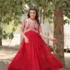 KA 1110 Red Faux Blooming Gown Perfect for Wedding, Party, Holi, Lohri, Baby Shower – . Introductory Price ₹1649. Delivery 4-6 Working Days. Shop no | Bollywood Gowns, Creative Gowns, Designer Gowns, Embroidered Gowns, Gowns, Party Wear Gowns