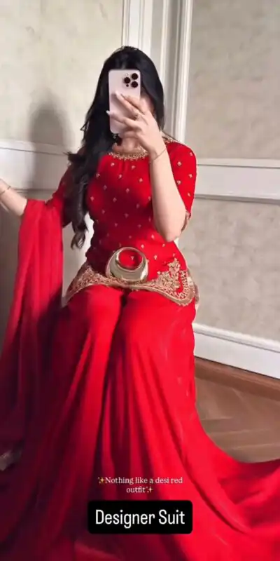 KD 1568 Red in Faux Georgette Embroidery Work & Lace Work Salwar Suit . Introductory Price ₹1999. Delivery 4-6 Working Days. Shop now. | Casual Suits, Jump Suits, Creative suits, Designer Suits, Palazzo Suits, Party Wear Suits, Patiala Suits, Salwar suit, Straight Suits