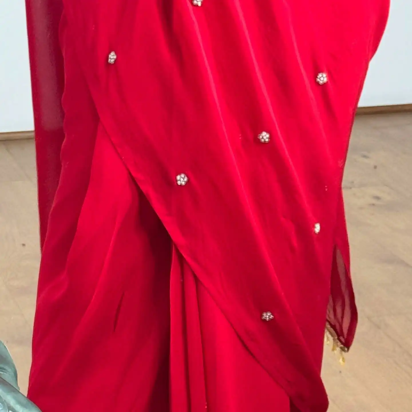 ST 1157 Red in Faux Georgette Mirror Work & Embroidery Work Saree. Festive Deal ₹1899. Delivery 4-6 Working Days. Shop now. | Creative Sarees, Bollywood Sarees, Designer Sarees, Embroidered Sarees, Ethnic Saree, Modern Digital sarees, Party Wear Sarees, Sarees