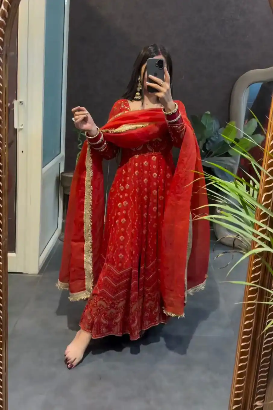 KD 1570 Red Faux Georgette Sequence Work Gown Gown. Wedding, Party, Festive, Events Grab it for ₹2599. Delivery 4-6 Working Days. Shop now. | Bollywood Gowns, Creative Gowns, Designer Gowns, Embroidered Gowns, Gowns, Party Wear Gowns