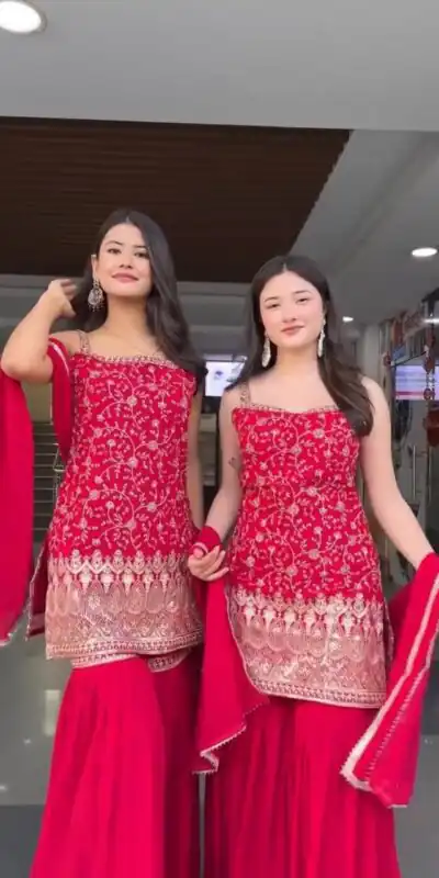 DC 93 Red Fox Georgette Salwar Suit Perfect for Wedding, Party, Eid, Temple Visit, Engagement – . Now at just ₹1899. Delivery 4-6 Working Days. Shop now | Casual Suits, Jump Suits, Creative suits, Designer Suits, Palazzo Suits, Party Wear Suits, Patiala Suits, Salwar suit, Straight Suits