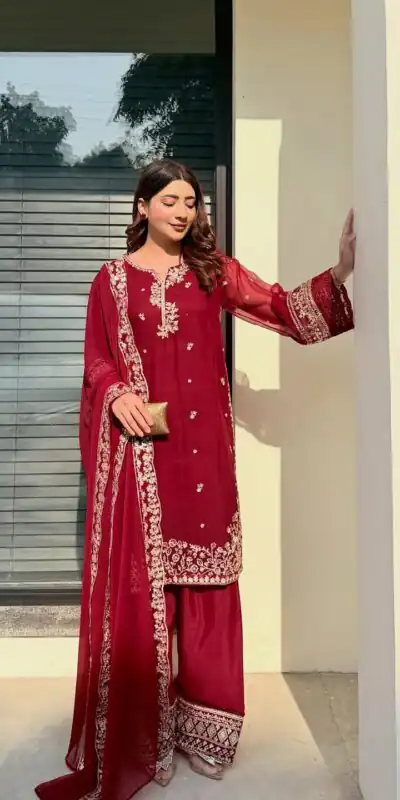 KF 1698 Red in French Crap Embroidery Work & Cut Work Salwar Suit . Introductory Price ₹2049. Delivery 4-6 Working Days. Shop now. | Casual Suits, Jump Suits, Creative suits, Designer Suits, Palazzo Suits, Party Wear Suits, Patiala Suits, Salwar suit, Straight Suits